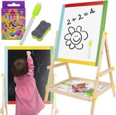 Playos® - Krijtbord en Whiteboard - 66 cm - met Marker, Wisser en Krijtjes - Houten Tekenbord - Speelbord - Educatief Speelgoed -Schoolbord Kinderen - Magneetbord - Creatief