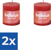 Bolsius Kaarsen - Rustieke Stompkaarsen Set - Rood | Voordeelset - Voordeelverpakking 2 stuks
