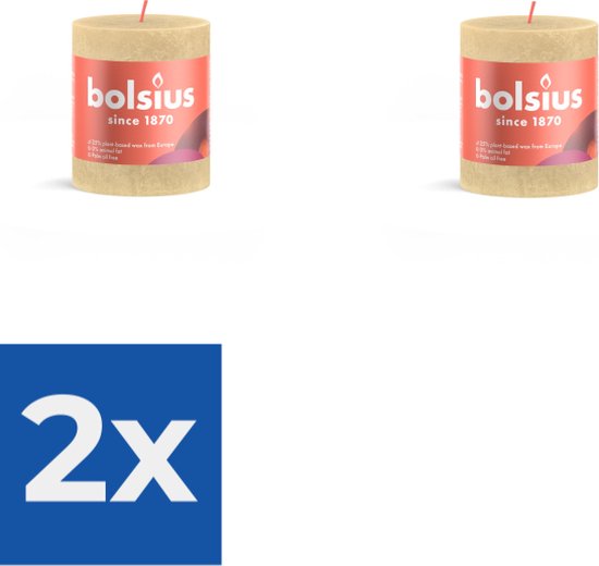 Bolsius Rustieke Stompkaars 8X6-8 Cm Oat Beige - Voordeelverpakking 2 stuks