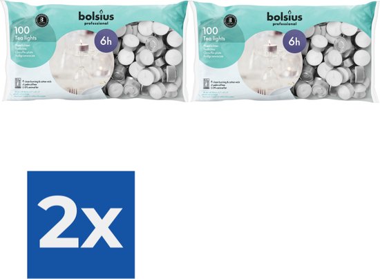 Bolsius Waxinelichtjes - 100 Stuks - Wit - theelichtjes - Voordeelverpakking 2 stuks
