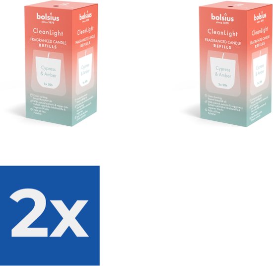 Bolsius Clean Light Fragranced Refills Cypress & Amber 2ST - Voordeelverpakking 2 stuks