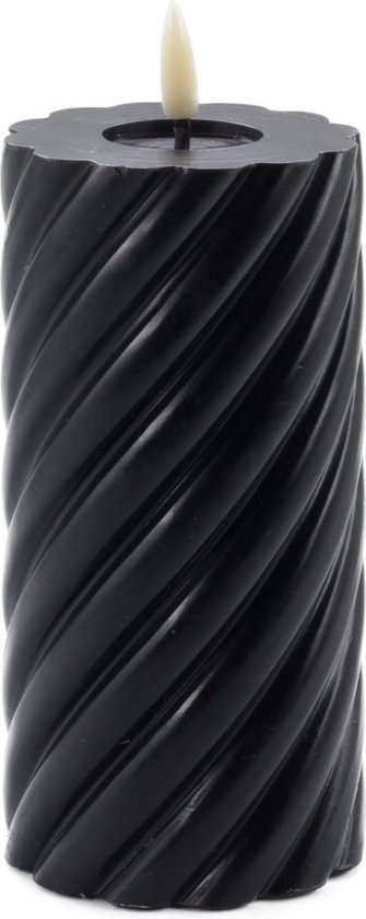 Ambiance Mansion - bougie LED tourbillonnante noire 15x7,5cm