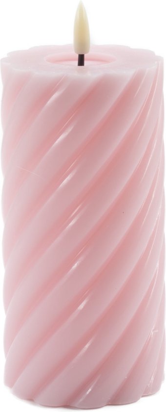 Mansion atmosphere - swirl led kaars licht roze 15x7,5cm