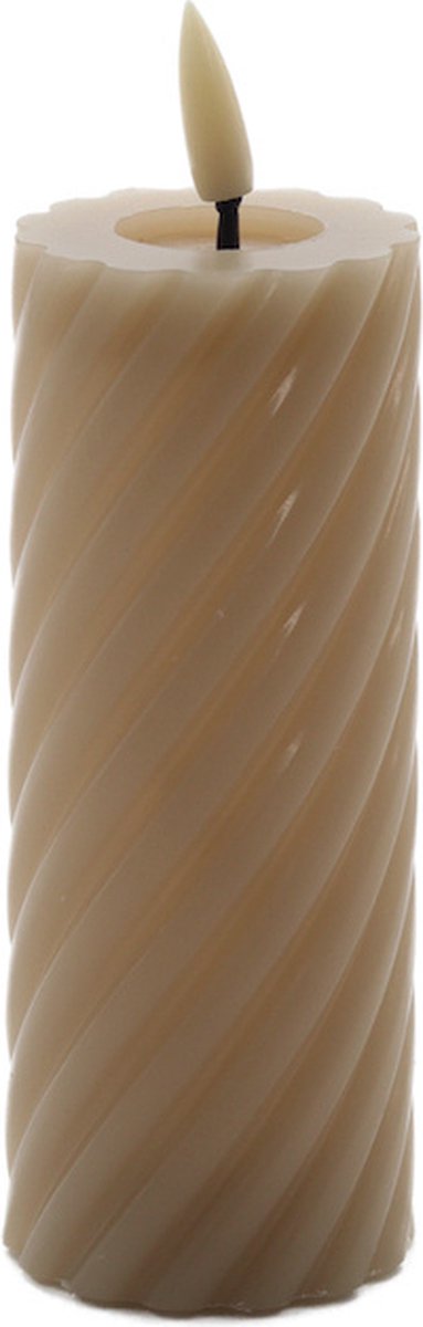 Mansion atmosphere swirl led kaars rustic sand 5x12,5cm