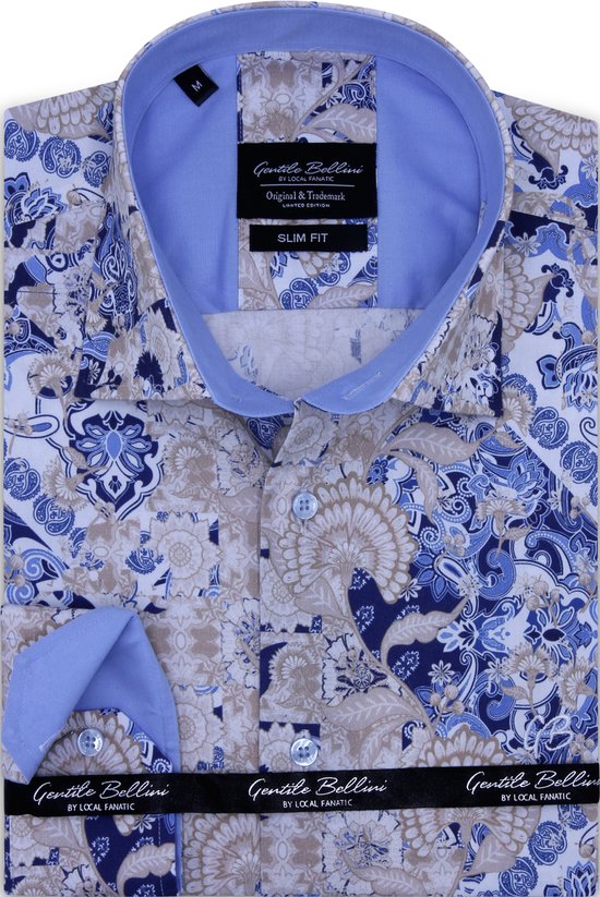 Heren Slim fit Blouse - Paisley Hemd voor Mannen met Lange mouwen