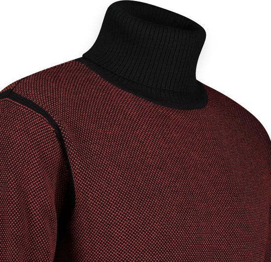 Twinlife Heren Rollneck Gebreid - Trui - Regular Fit - Herfst en Winter - Rood - S