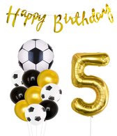 Cijfer Ballon 5 | Snoes Champions Voetbal Plus - Ballonnen Pakket | Goud en Zwart