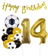 Cijfer Ballon 14 | Snoes Champions Voetbal Plus - Ballonnen Pakket | Goud en Zwart