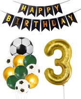 Cijfer Ballon 3 | Snoes Champions Voetbal Plus - Ballonnen Pakket | Groen en Goud