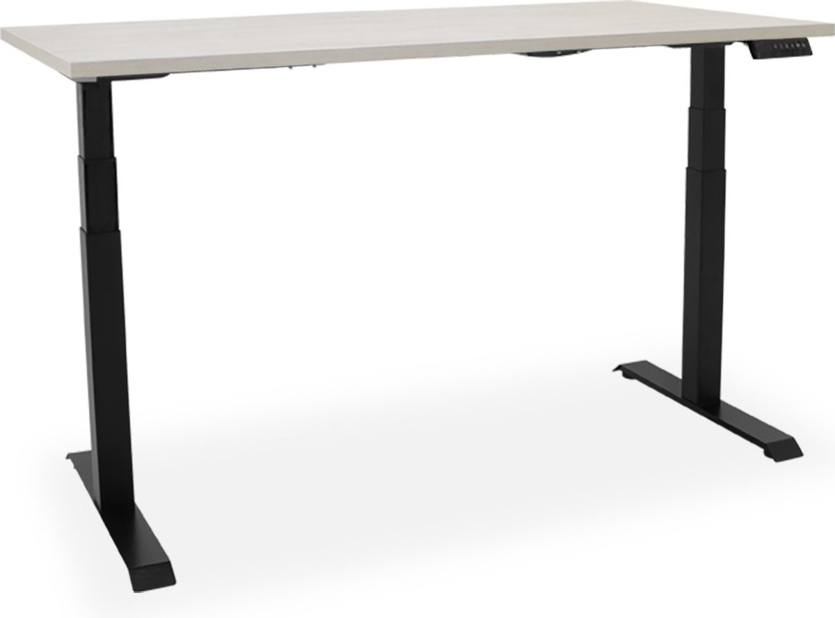 Elektrisch zit-sta bureau Essential NPR - 140x80cm - light oak/zwart
