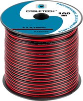 Speaker kabel luidsprekersnoer CCA rood / zwart 2x 0.75mm Haspel 100m