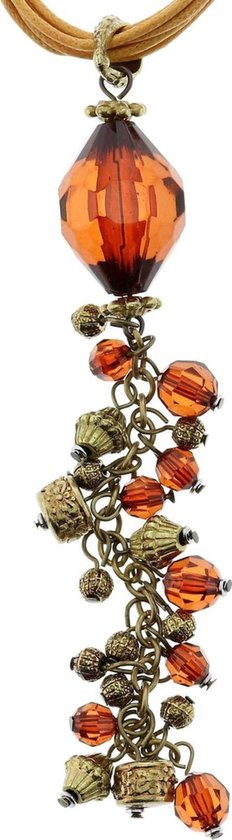 Collier de corde Oranje Behave avec long pendentif perlé