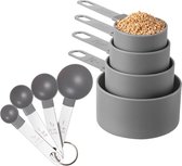 SwissBex Set de cuillères à mesurer pratiques grises - 8 pièces - pour peser et mesurer avec précision