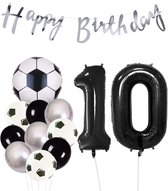 Cijfer Ballon 10 | Snoes Champions Voetbal Plus - Ballonnen Pakket | Zilver en Zwart