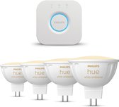 Bol.com Philips Hue Starterspakket White Ambiance GU5.3 - 4 Hue Lampen en Bridge - Eenvoudige Installatie - Werkt met Alexa en G... aanbieding