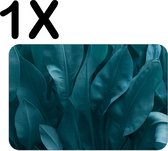 BWK Stevige Placemat - Groen - Blauwe Bladeren - Set van 1 Placemats - 45x30 cm - 1 mm dik Polystyreen - Afneembaar