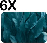 BWK Stevige Placemat - Groen - Blauwe Bladeren - Set van 6 Placemats - 45x30 cm - 1 mm dik Polystyreen - Afneembaar