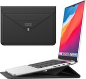 Monx 15 Inch Laptop Hoes, Hardcase, Duurzaam PU-leer, Spatwaterdichte Bescherming, Ingebouwde Muismat, Zwart