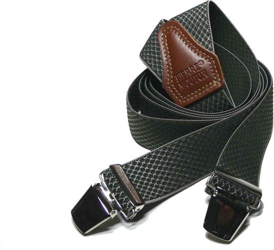 Porte-Jarretelles Elegance Pierre Mouton - Bretelles - Adultes - Homme - Vert foncé - 140cm - 3 clips larges - XL - XXL