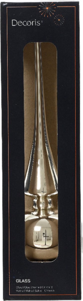 Decoris Kerstboom piek - 1x - zilver - 26 cm - glas - glans - kerstpiek - kerstboom topper - Pieken/kerstpieken – foto 3