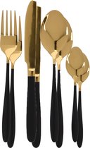 Excellent Houseware Bestekset Tableware Collection - 32-delig - goud/zwart - RVS - 8 personen