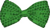 Funny Fashion Carnaval verkleed vlinderstrikje met glitter pailletten - groen - polyester - heren/dames