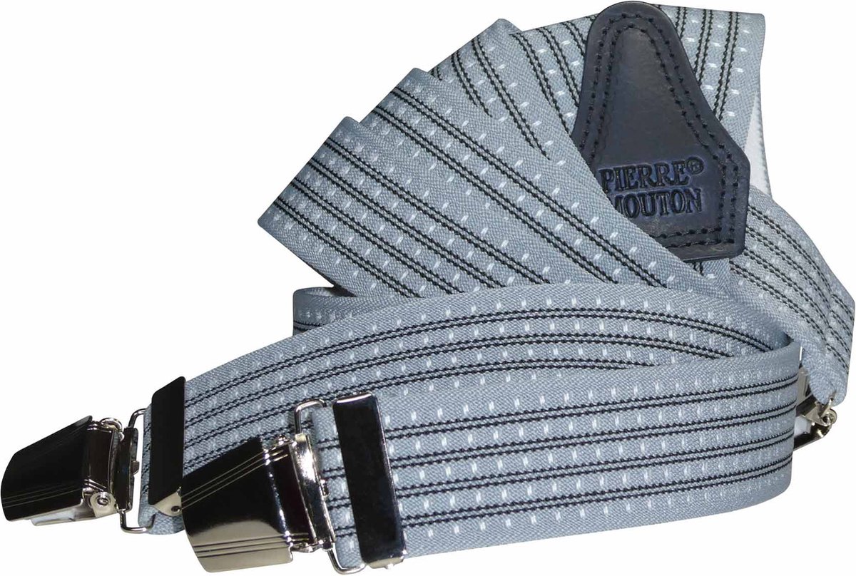 Pierre Mouton Orleans Forte Bretel - Bretels - Volwassenen - Heren - Lichtblauw - 120cm - 3 brede clips - M - L