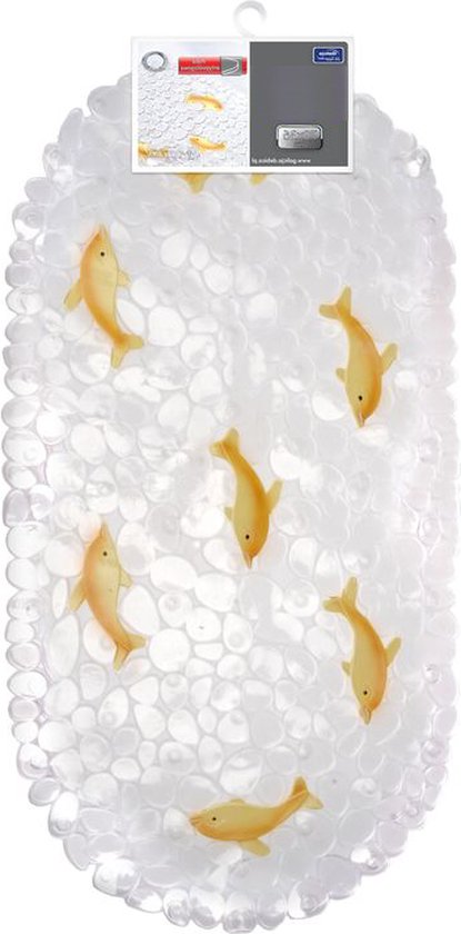 Badmat - tapis de douche - antidérapant - 70x36 cm - PVC - transparent avec poisson jaune