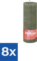 Bolsius Kaars - Rustieke Stompkaars- Olijf Groen - Voordeelverpakking 8 stuks