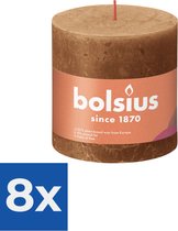 Bolsius Stompkaars Spice Brown Ø100 mm - Hoogte 10 cm - Kaneel - 62 branduren - Voordeelverpakking 8 stuks