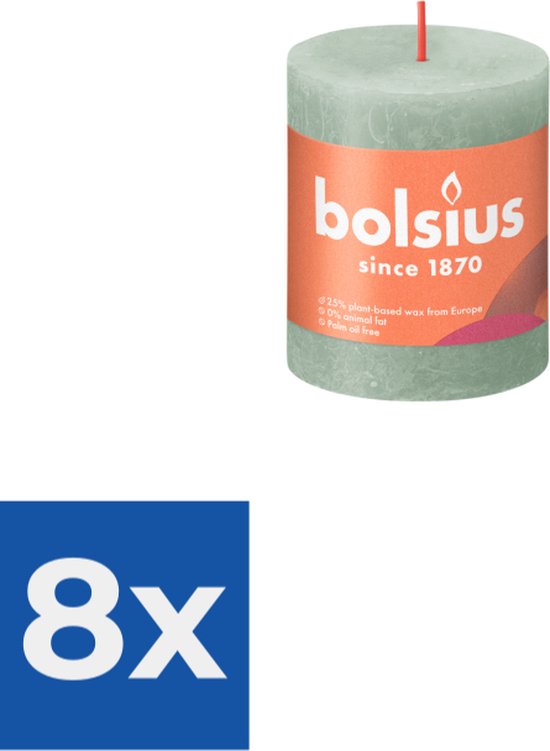 Bolsius Stompkaars Jadegreen - Voordeelverpakking 8 stuks