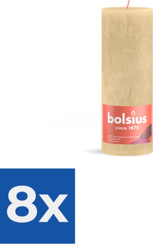 Bolsius Stompkaars Rustiek Oat Beige - 19 cm / ø 7 cm - Voordeelverpakking 8 stuks