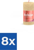 Bolsius - Rustiek stompkaars shine 100 x 50 mm Oat beige kaars - Voordeelverpakking 8 stuks
