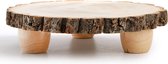 Houten taartstandaard van 28 cm, ronde houten cupcakebasis, paulowniahouten plak met poten, rustieke taarthouder, serveerplank, serveerplank, display, houten standaard en plantenstandaard