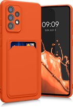 kwmobile telefoonhoesje geschikt voor Samsung Galaxy A52 / A52 5G / A52s 5G - Hoesje met pasjeshouder - TPU case in oranje