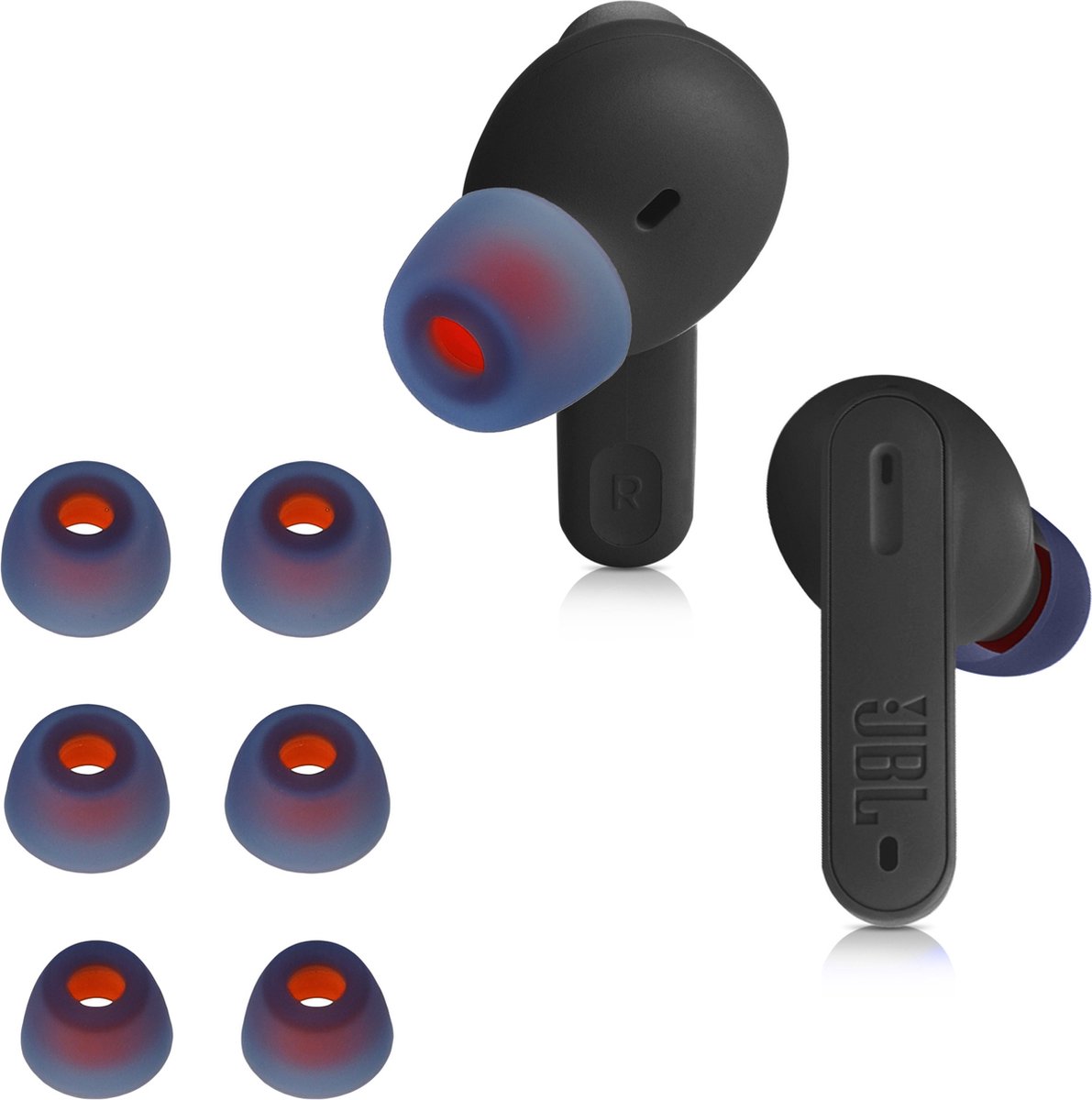 kwmobile 6x cover voor in-ear oortjes geschikt voor JBL Tune 230 NC TWS / T230NC - Vervangende oordopjes van siliconen in blauw - 3 maten