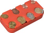kwmobile Muntenhouder met 8 vakken - Munthouder voor euro's - Voor 1 cent t/m 2 euro - Houder voor kleingeld in oranje