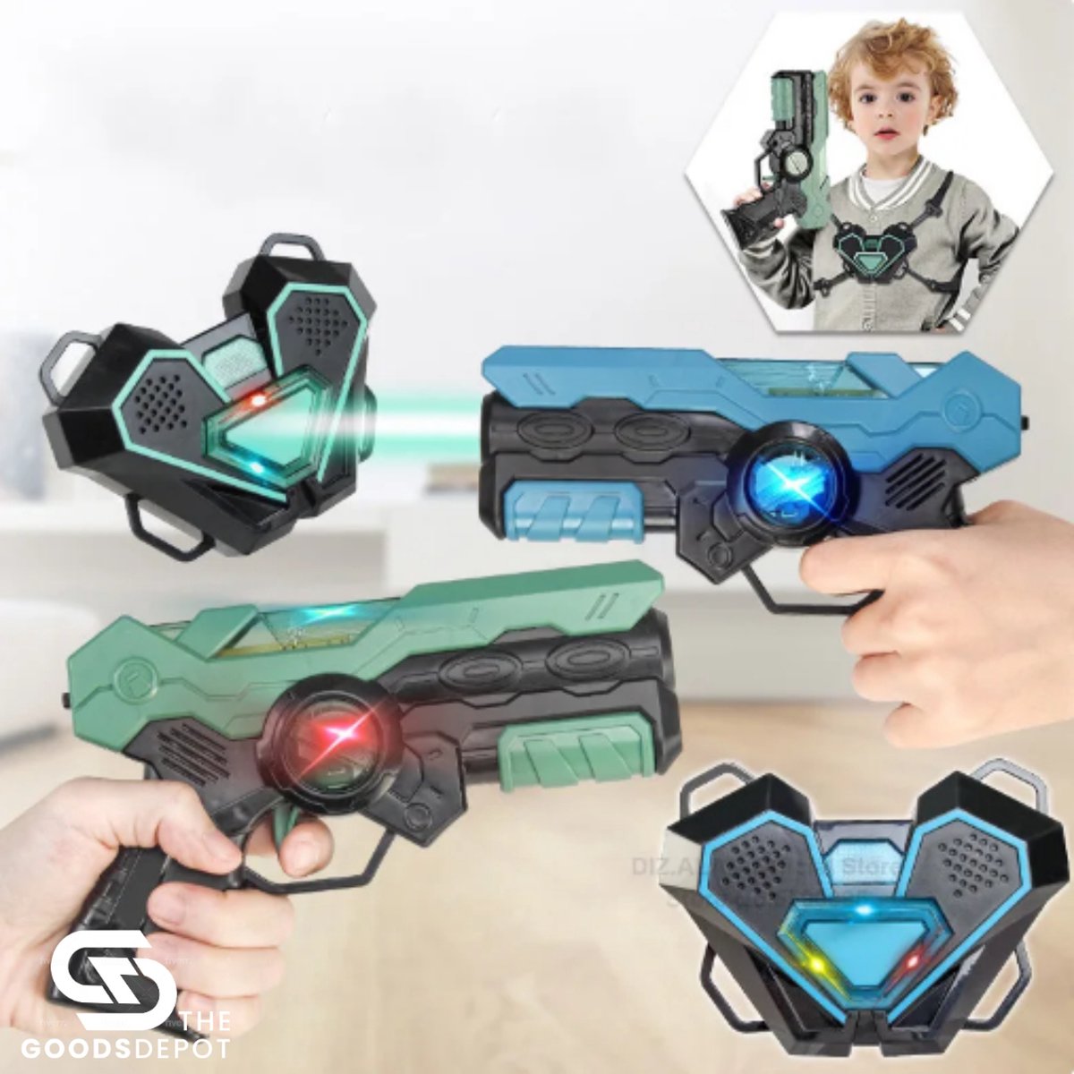 DIZ 2 Laserguns (2 vesten inbegrepen) Unieke trilfunctie Lasergame set voor kinderen Plezier voor iedereen!