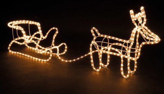 MaxxHome Kerstverlichting – Rendier met Slee – Warm Wit lichtslang – 504 lampjes