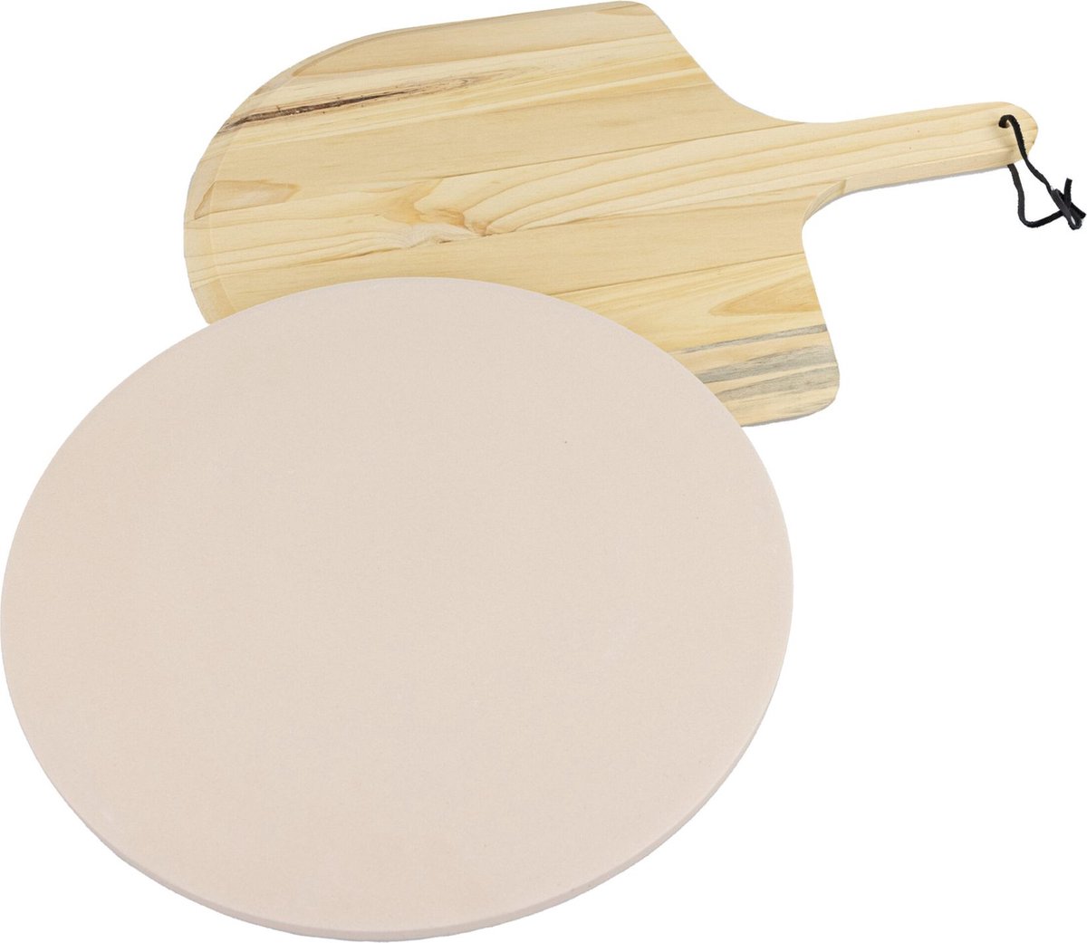 MaxxHome Pizzasteen - BBQ steen - Maximum te verhitten tot 600 graden - ⌀33 - Incl. Houten Schep