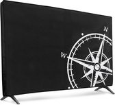 kwmobile hoes geschikt voor 24" TV - Beschermhoes voor televisie - Schermafdekking voor TV in wit / zwart - Vintage Kompas design