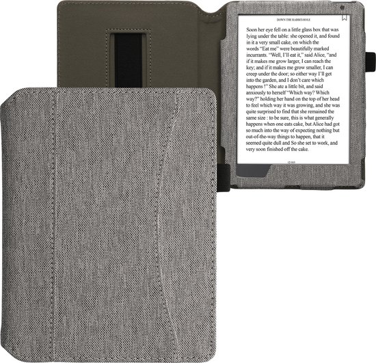 kwmobile Flip cover eReader hoesje geschikt voor Kobo Aura H2O Edition 2 - Met handvat - In lichtgrijs van Merkloos — afbeelding 2