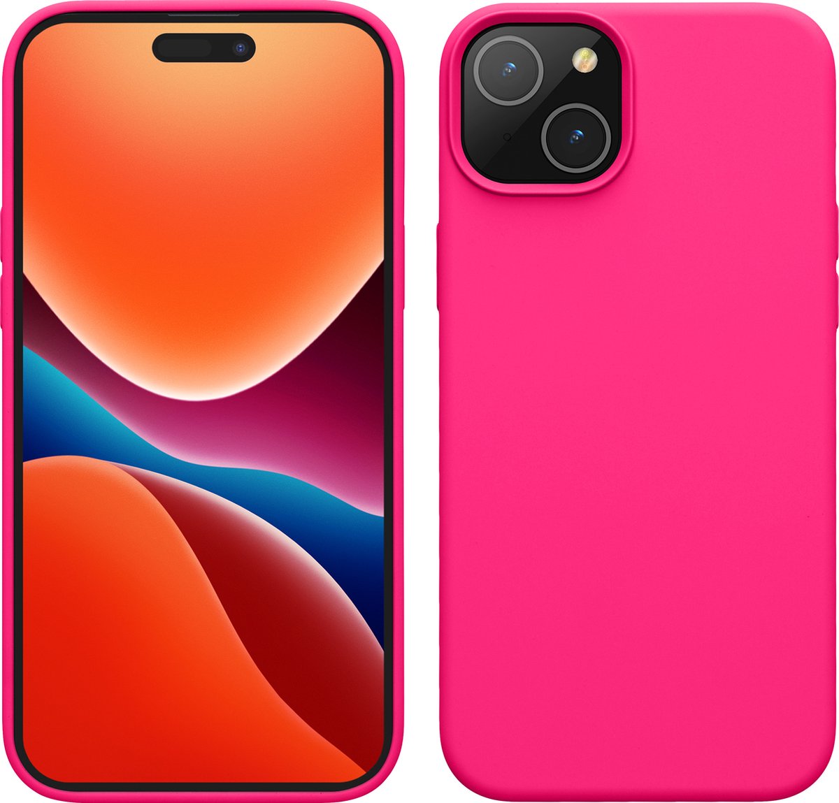 kwmobile Case voor iPhone 15 Plus - Slank TPU-Hoesje met Zachte Afwerking - In neon roze