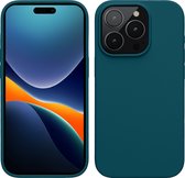 kwmobile telefoonhoesje geschikt voor iPhone 15 Pro - Hoesje met siliconen coating - Smartphone case in mat petrol