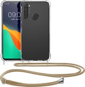 kwmobile telefoonhoesje geschikt voor Xiaomi Redmi Note 8 (2019 / 2021) - Hoesje met telefoonkoord - Back cover in goud / transparant