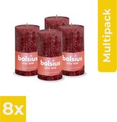 Bolsius - Rustieke Kaars - 4 Stuks - Rood - 13cm - Voordeelverpakking 6 stuks