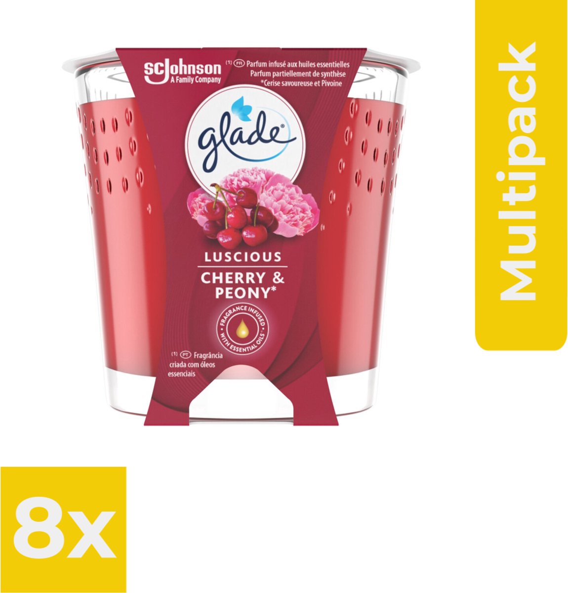 Glade Geurkaars Cherry & Peony 129 gr Voordeelverpakking 6 stuks