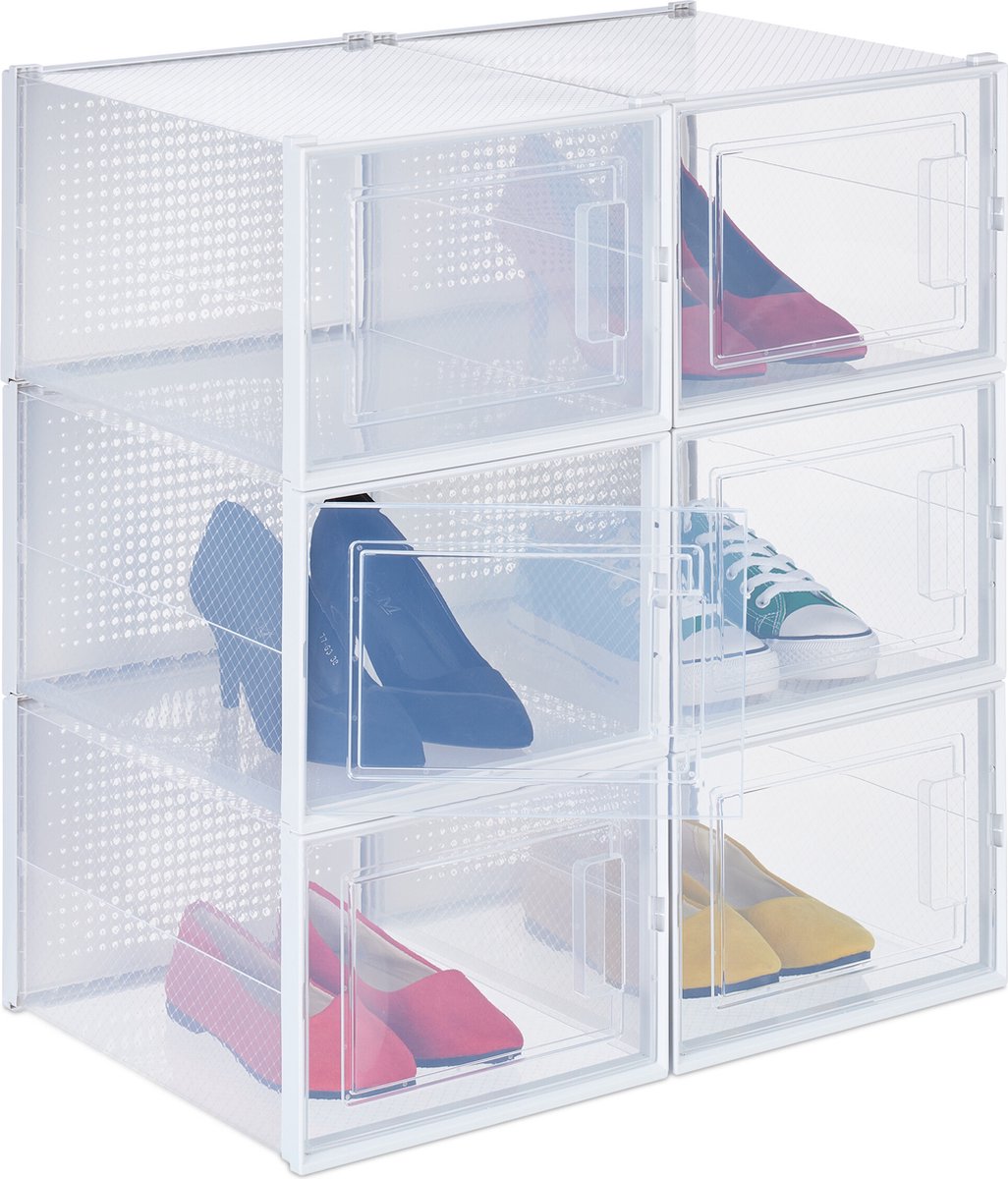schoenen opbergsysteem - set van 6 - stapelbaar - tot maat 48 - organizer