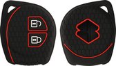 Étui pour clé de voiture kwmobile adapté à la clé de voiture Suzuki à 2 boutons - Boîtier pour clé de voiture en noir mat / rouge