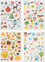 Stickers - 4 Seizoenen - Winter Zomer Herfst Voorjaar - Scrapbook Hobby DIY Stickervel - 0,3-7,2cm - 198 Stuks